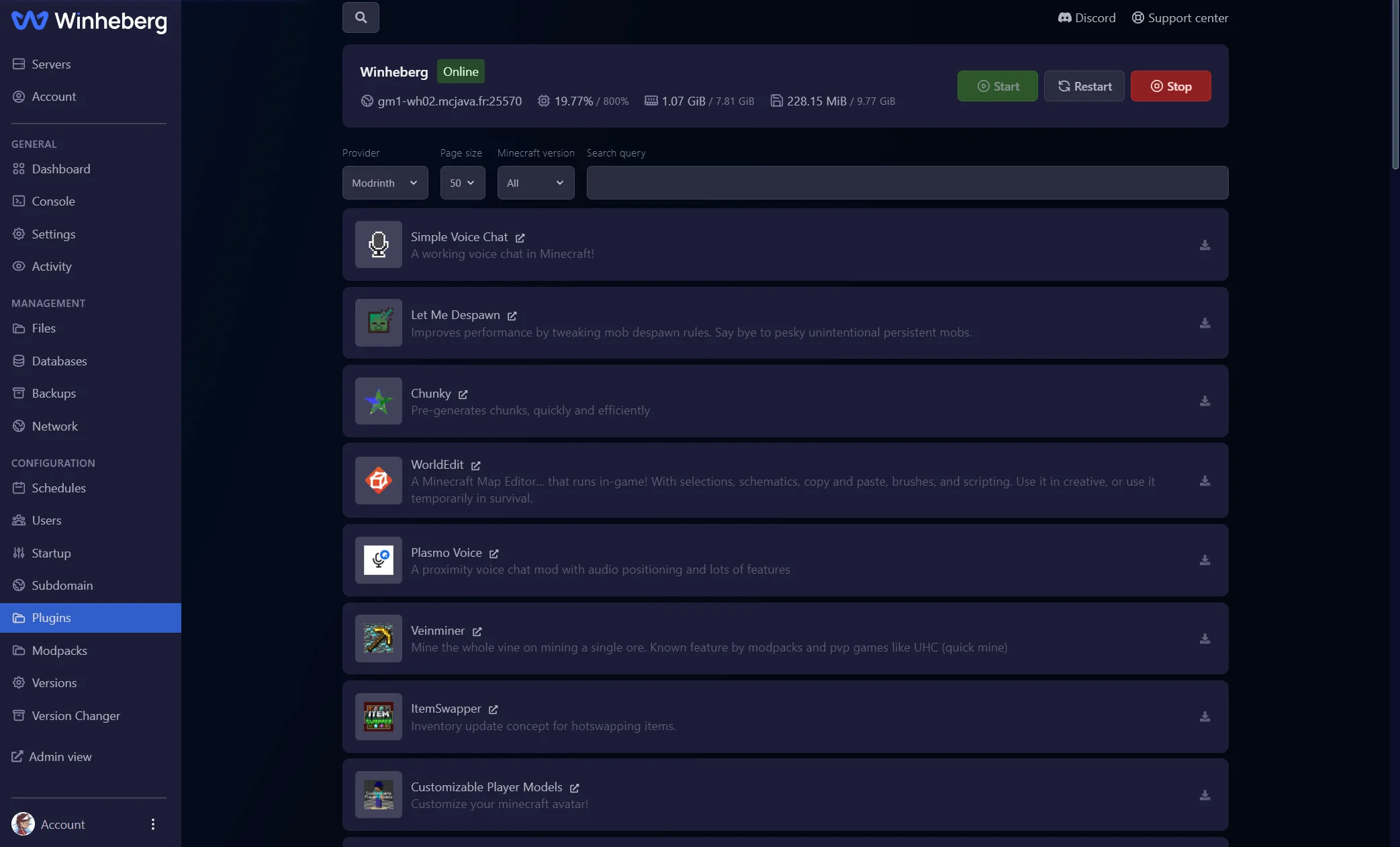 Panel Utilisateur WinHeberg.fr
