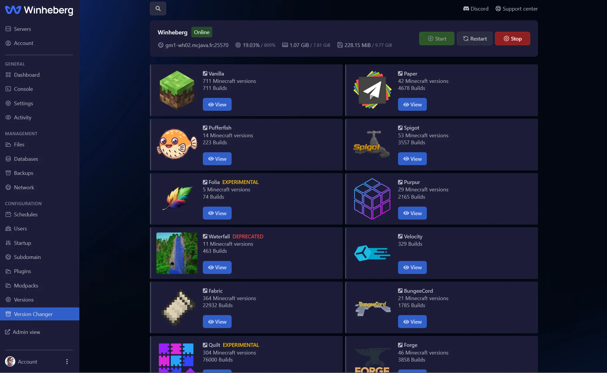 Panel Utilisateur WinHeberg.fr